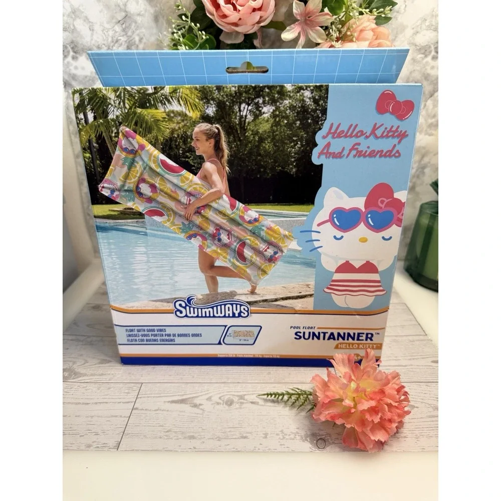 Hello Kitty & Friends Pool Floats Raft Swimways SunTanner Swim 5.8ft Long NIB